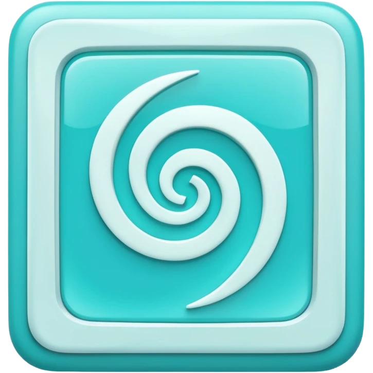 a Tiny compressed Stylized light-turquoise whirlwind symbol inside a pastel white square icon, light turquoise borders emoji