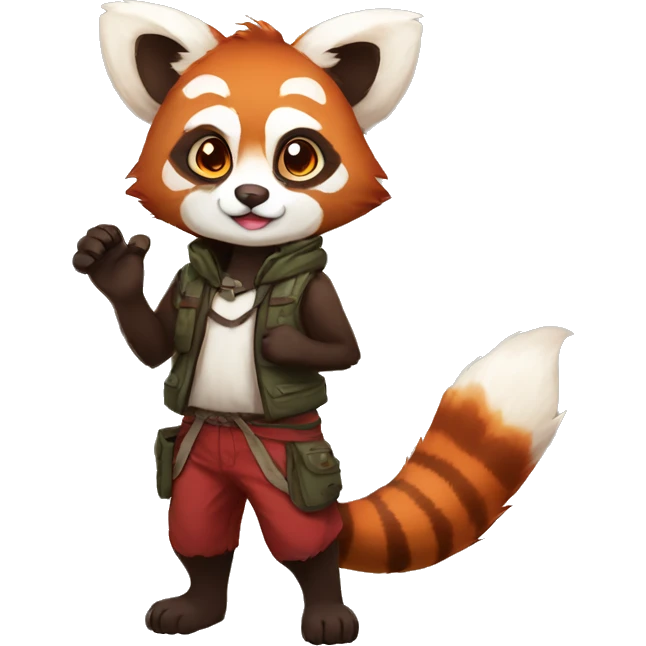 Anthro, Red Panda, Transformice-style, full body emoji