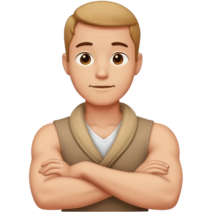 guy with arms crossed holding neck emoji