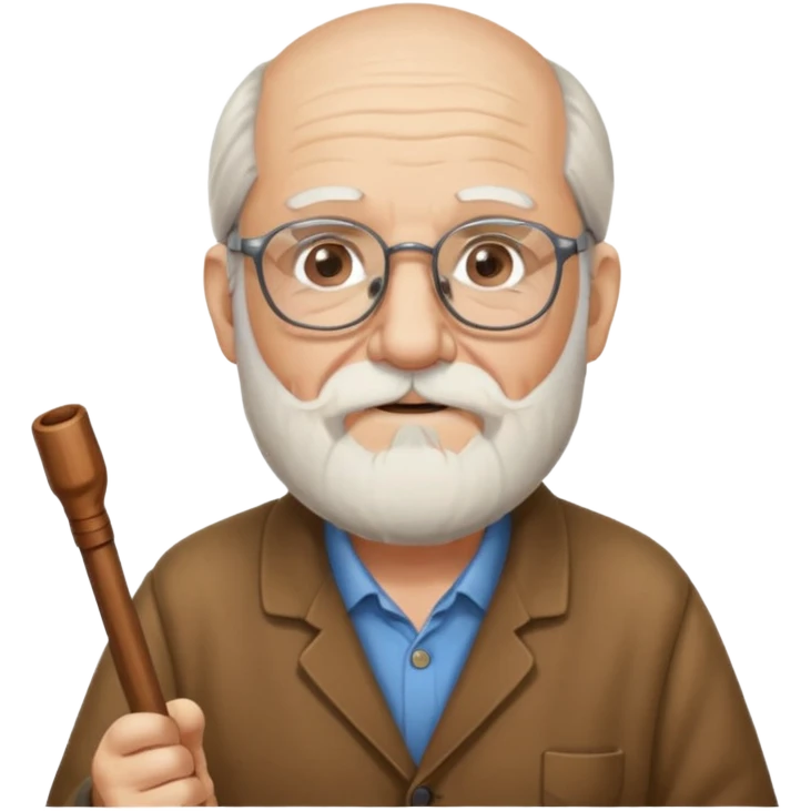 Anciano barba blanca larga bastón audifonos sordera lentes  emoji