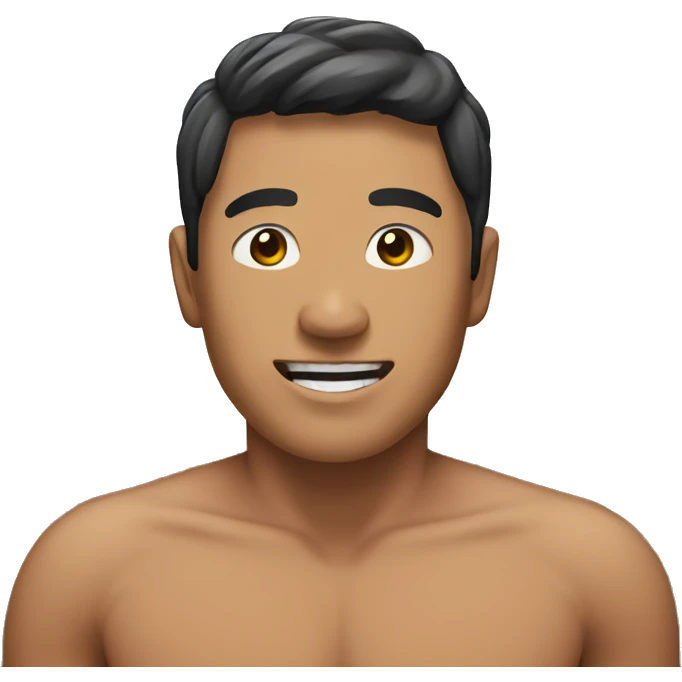 An asian man shirtless in a field emoji