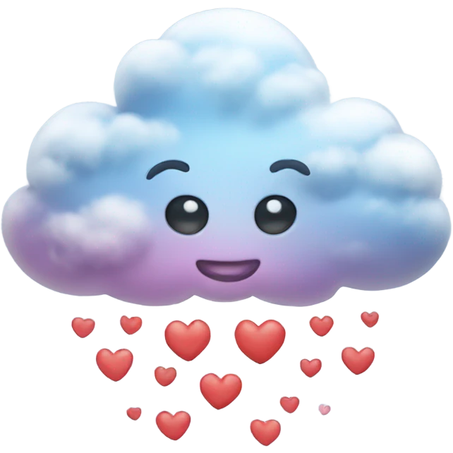 cloud emoji with hearts on it , realistic  emoji