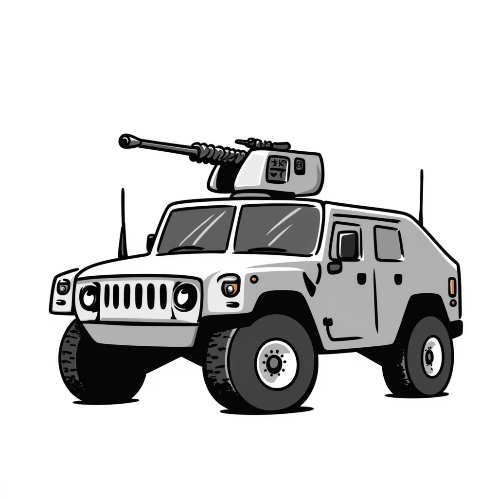 armored humvee military vehicle with roof-mounted turret emoji