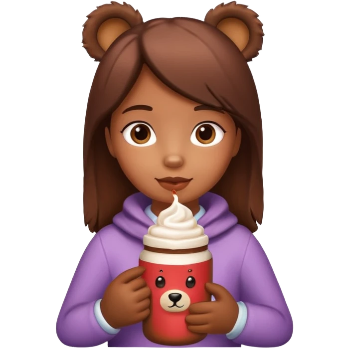 девушка с горячем шоколадом в бутылке в форме мишки emoji