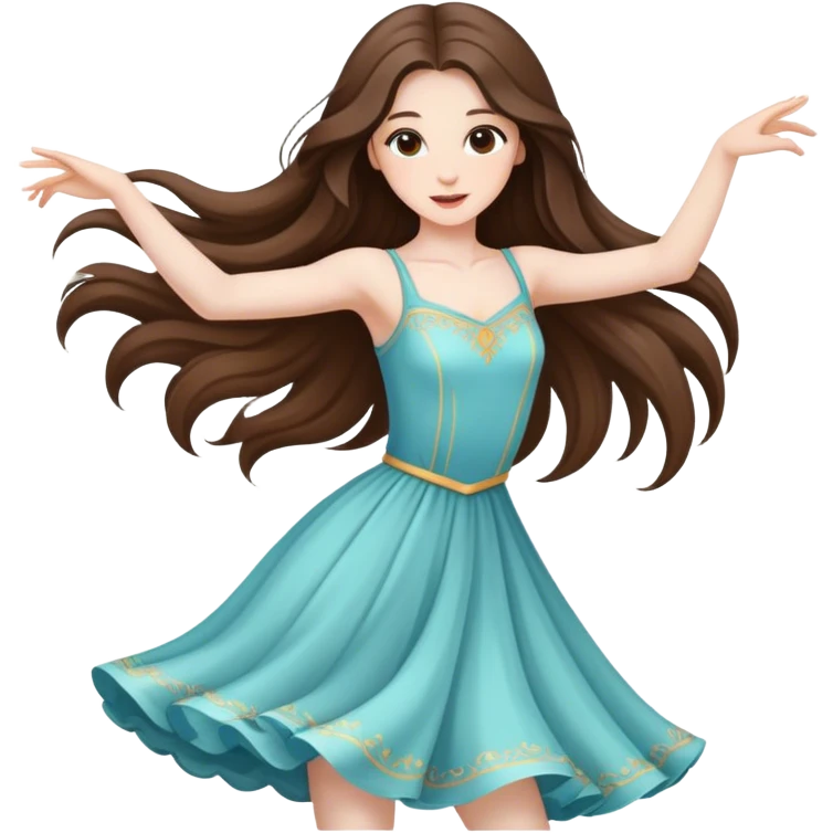  beautiful pale brunette girl with long hair dancing emoji