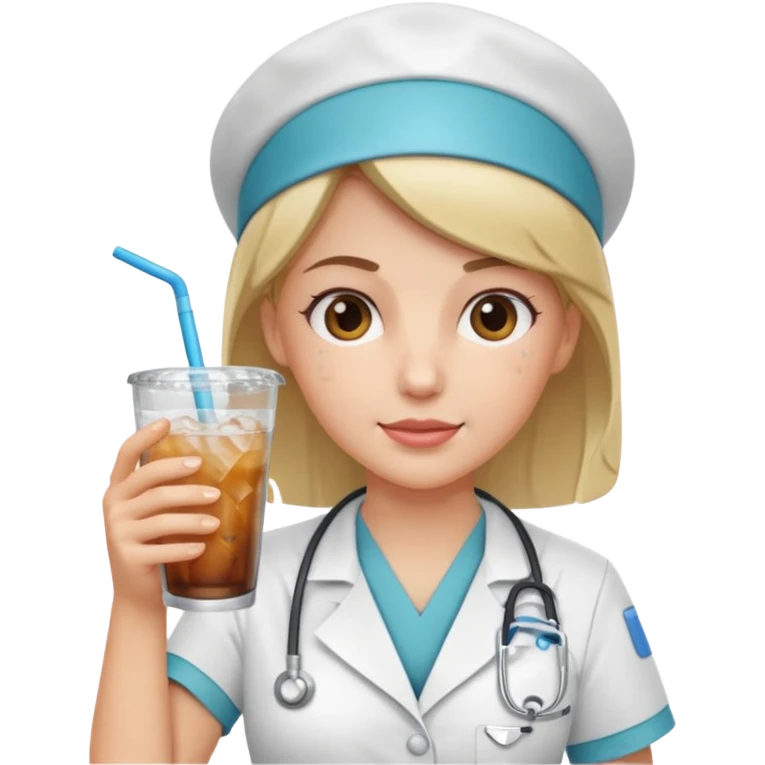 nurse holding iced drink emoji
