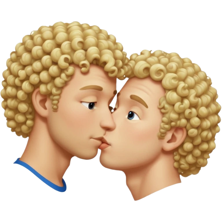 Blonde curly guy kissing on a butt emoji