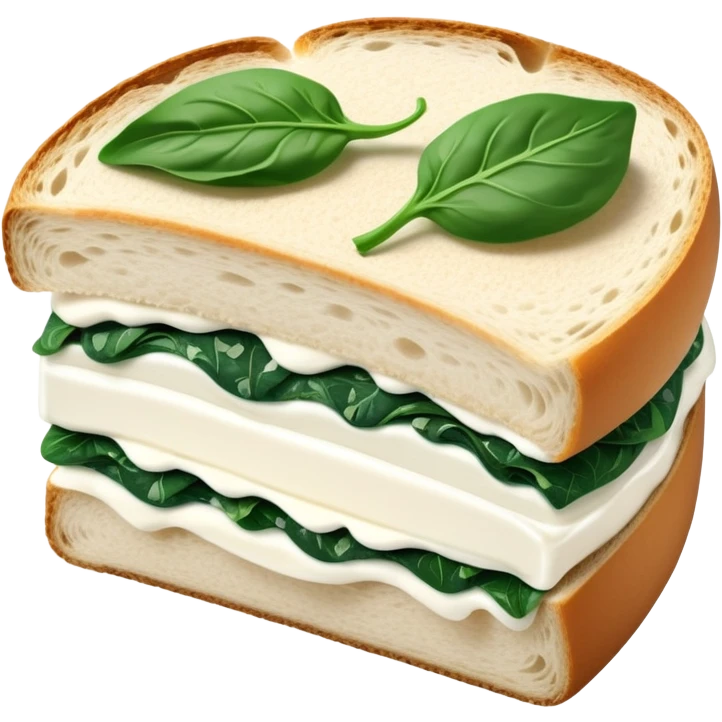 sourdough bread slice with cream cheese and spinach on top  emoji