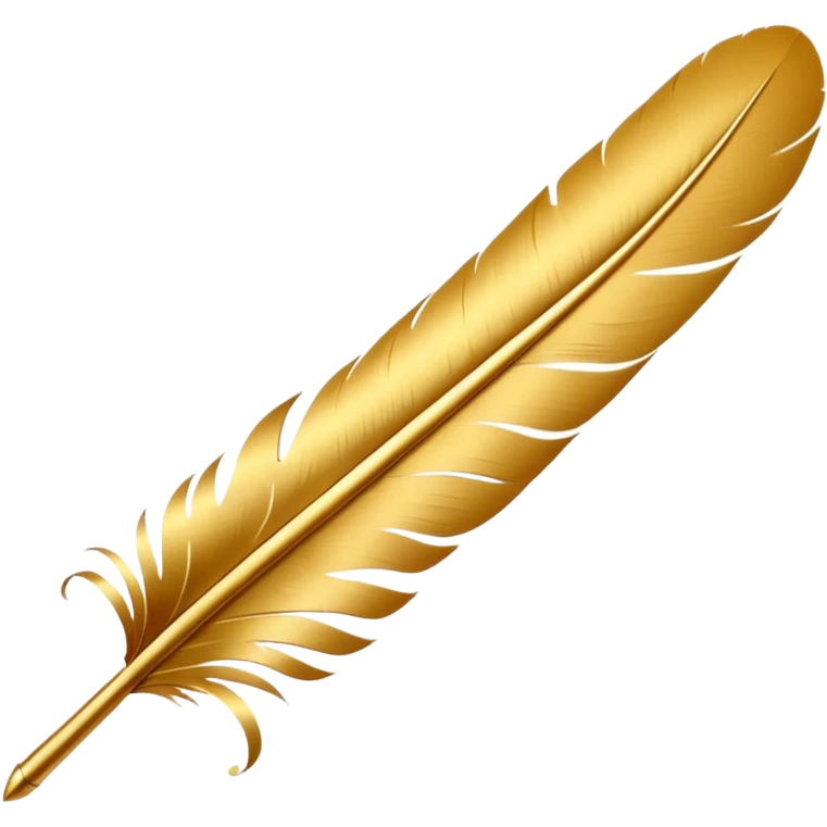 3D perspective writing premium golden ink feather emoji