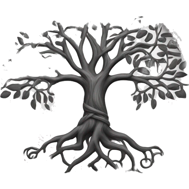 Black and white Viking style tree of Life  emoji