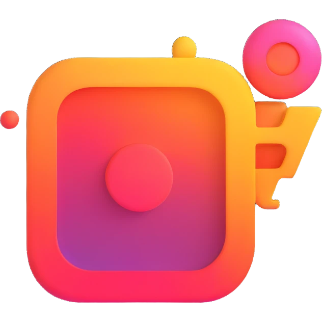 Instagram icon, 3D style, dimensional effect, bright colors emoji