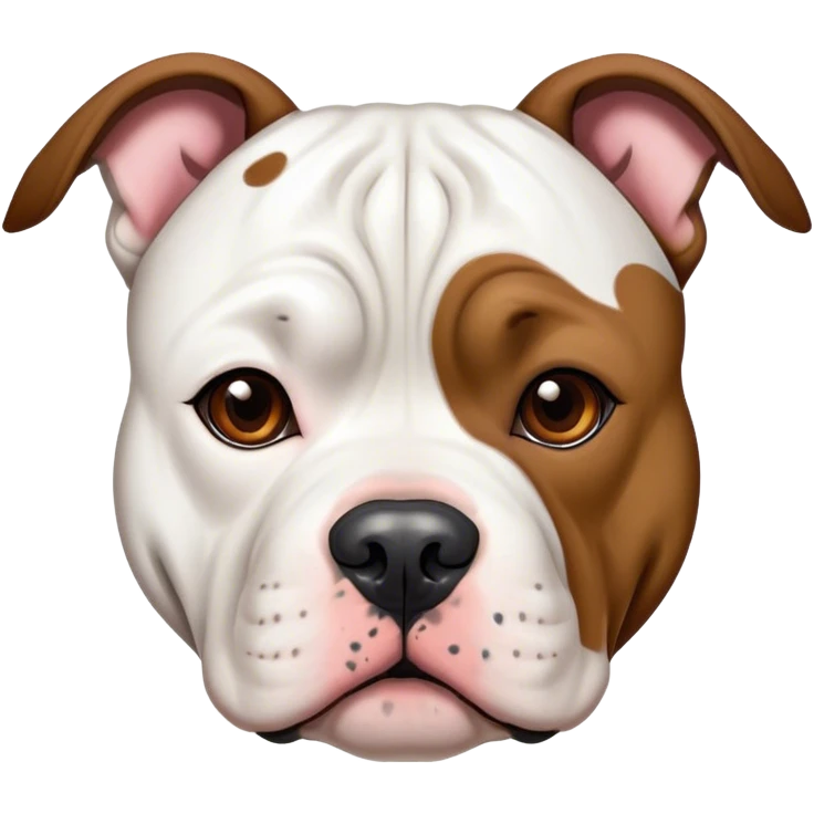 Brindle pitbull American bulldog with white fur and brown spots emoji