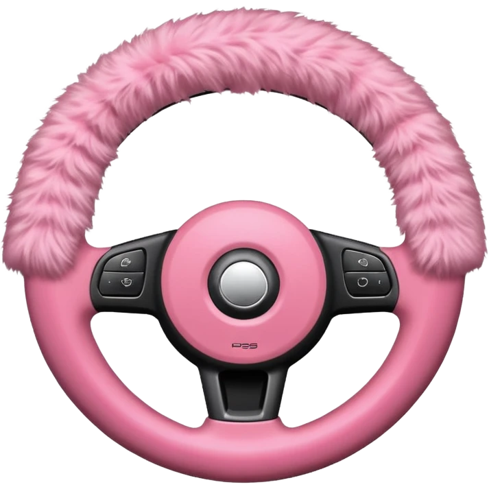 steering wheel with fluffy pink cover emoji