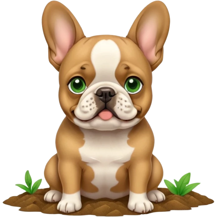 Frenchie dog with green dirt on his face emoji