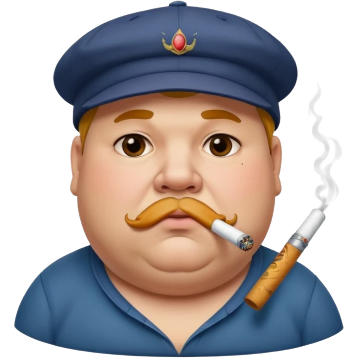 a fat dad with a cap and tattoos, with a cigarette in his mouth emoji