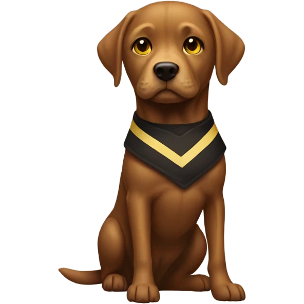 Donald trump with a brown lab dog with a white stripe on chest and yellow eyes  emoji