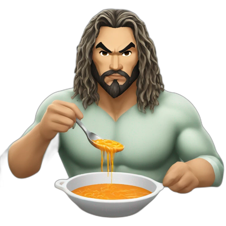 Aquaman Momoa eats soup emoji