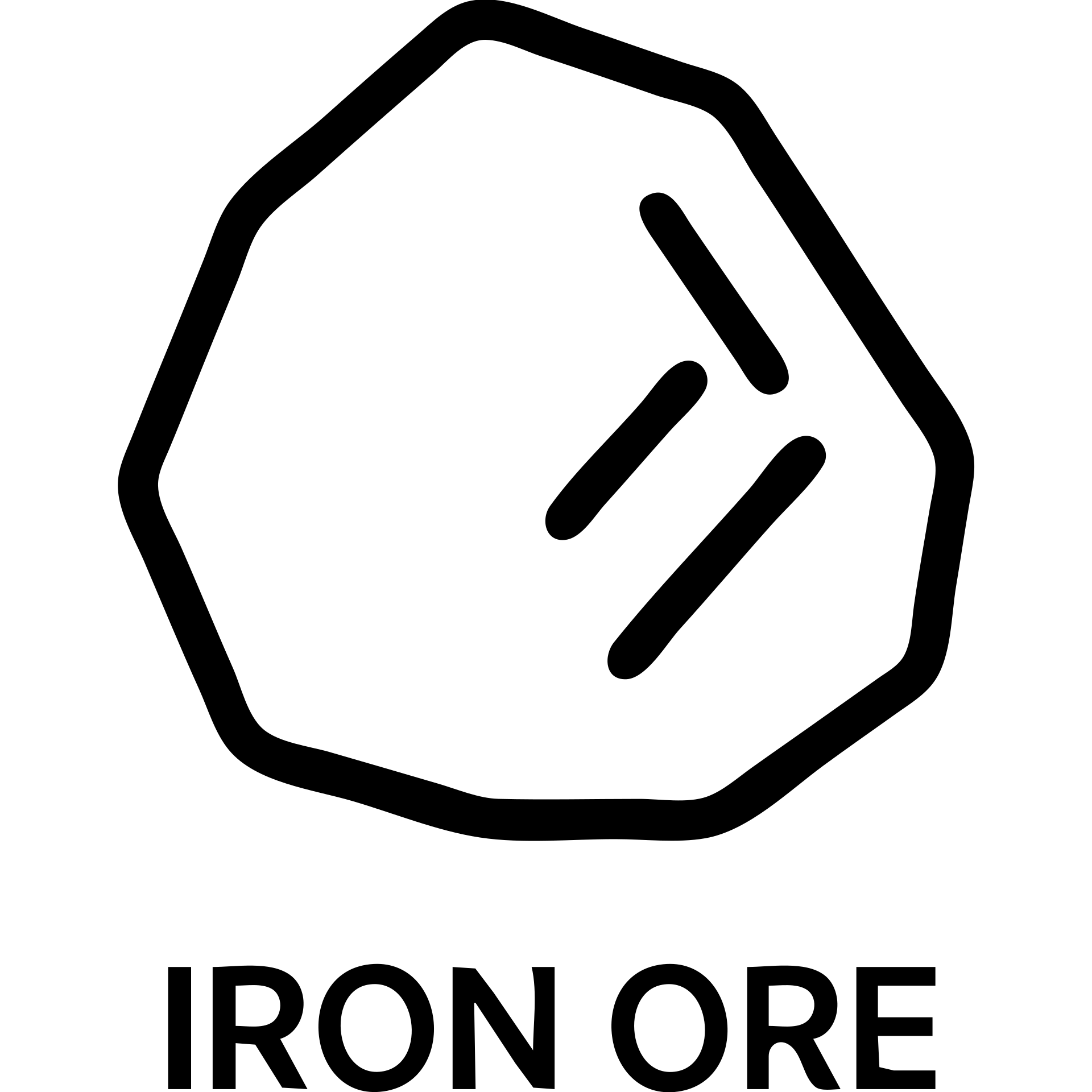 iron ore, outlined icon, black lines, simple rock shape, hint of metallic texture emoji
