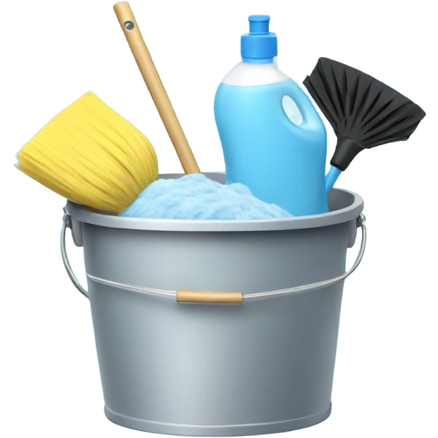 Bathroom Cleaning supplies in a bucket light blue  emoji