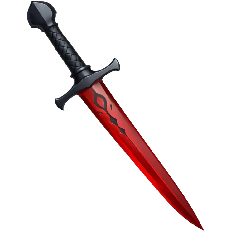 iOS emoji, dark fantasy dagger, obsidian blade, runes, blood drop, clean render, minimalism emoji