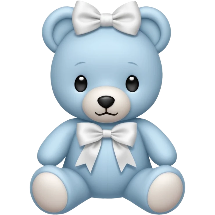 Pastel blue teddybear with a white ribbon on his head emoji