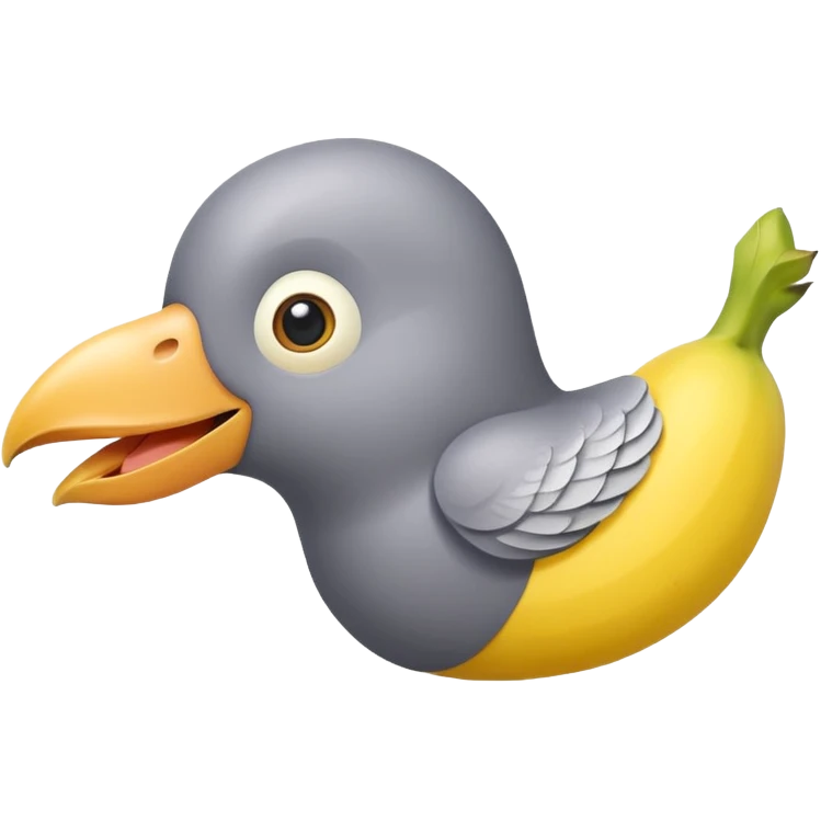 A banana in pigeon's beak emoji
