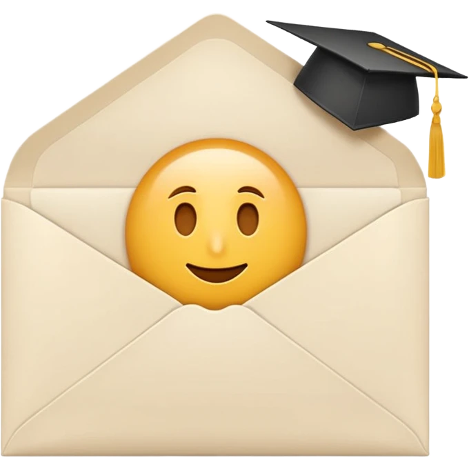 A simple emoji-style icon of a white manila envelope with subtle paper texture, clean edges, and a small graduation NUMBER  2022-photo icon on the front, graduation icon  emoji