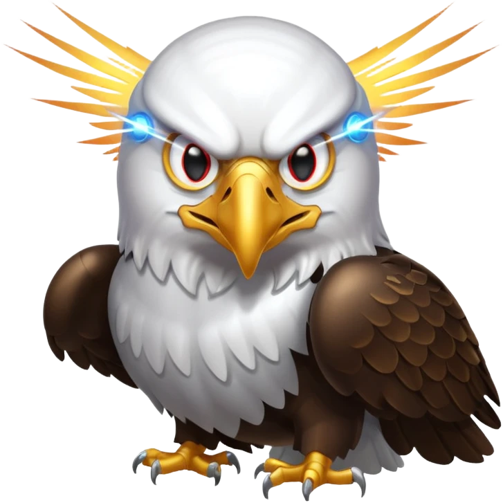 Eagle flying with lasers shooting out of eyes emoji