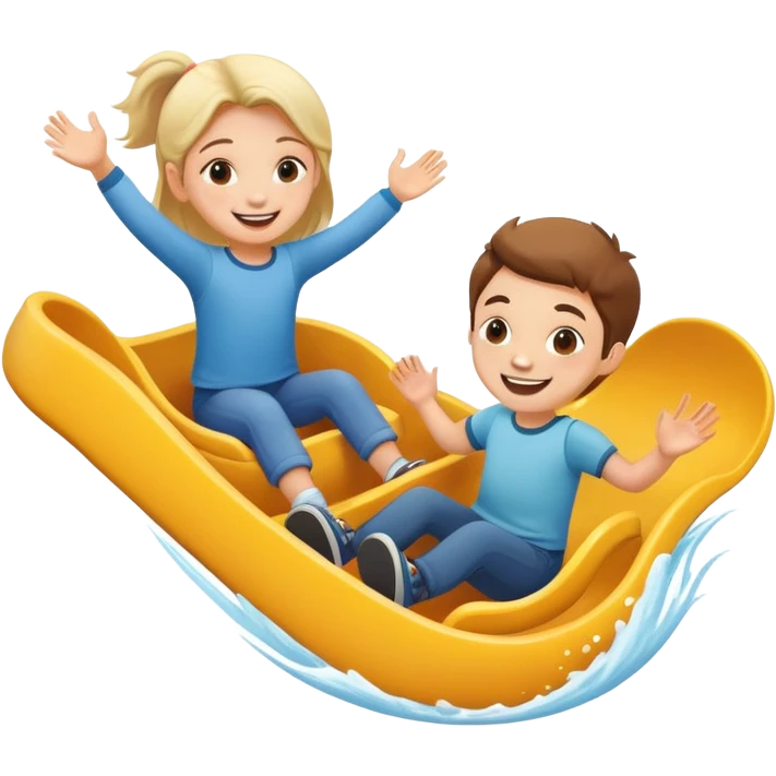 two children sliding together, happy and energetic emoji
