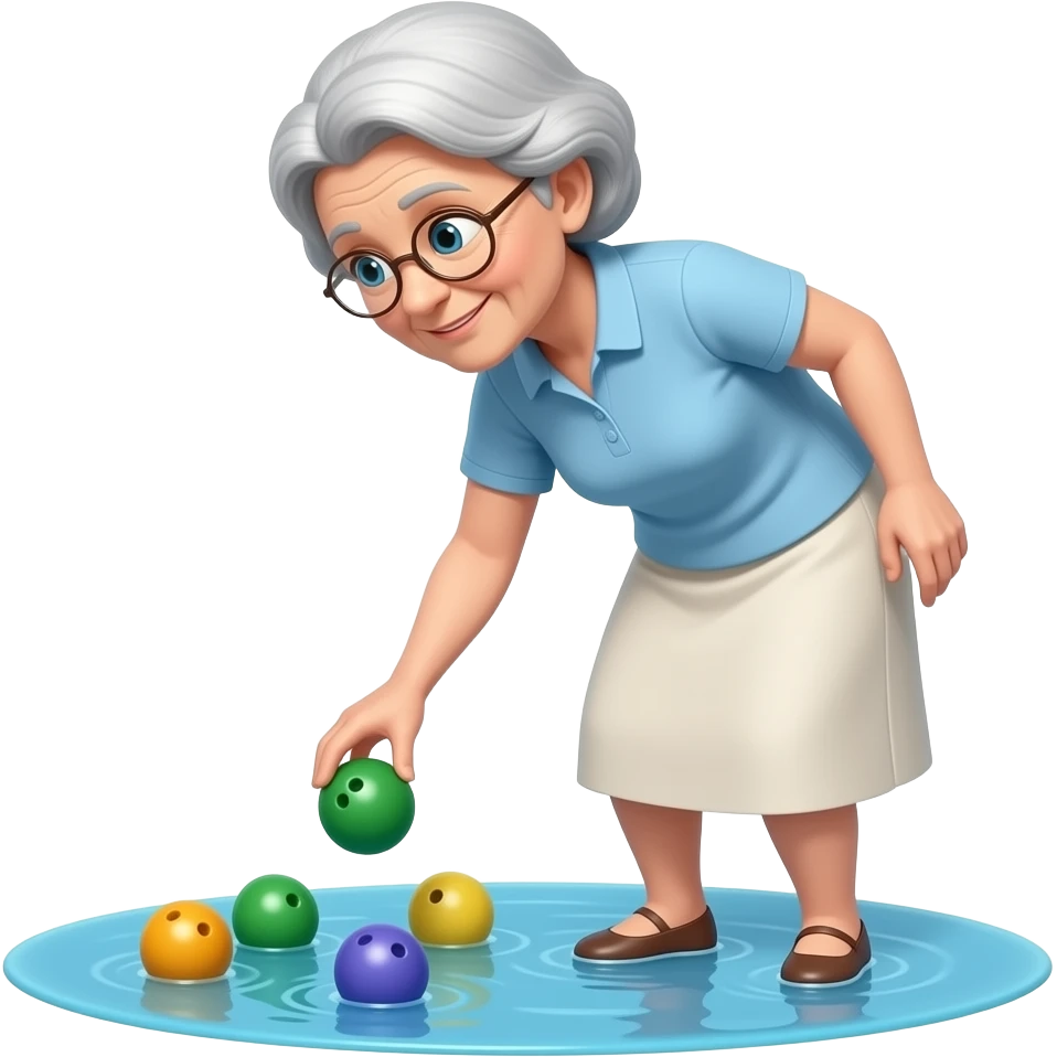 elder lady in small pool playing boules emoji