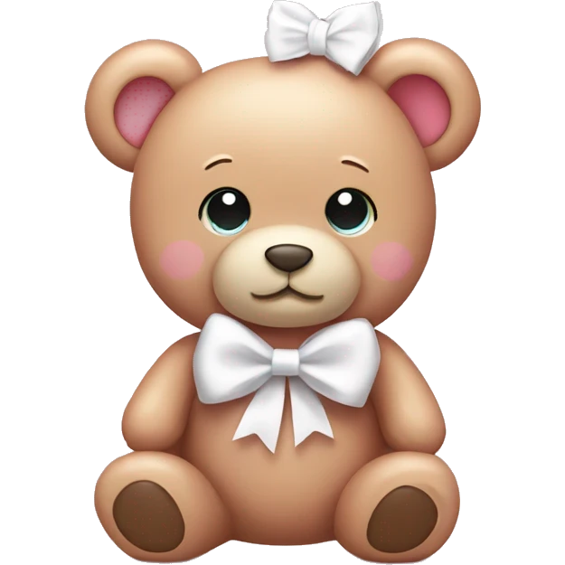 Pink teddy bear wearing white bow  emoji