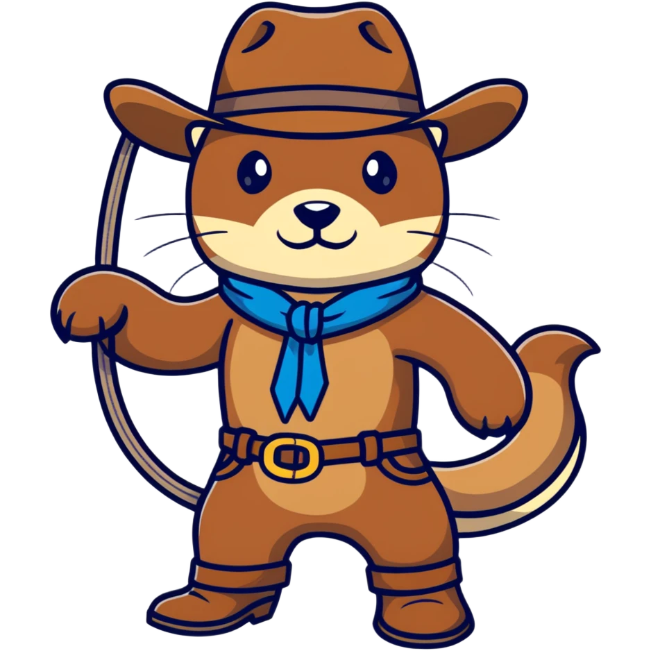 otter cowboy with lasso and boots emoji