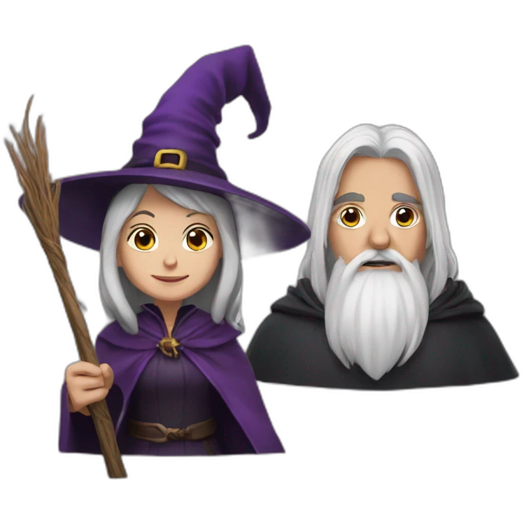 A witch and a wizard emoji