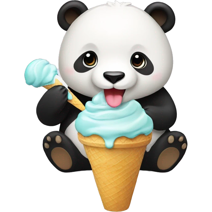 Panda eating ice cream emoji