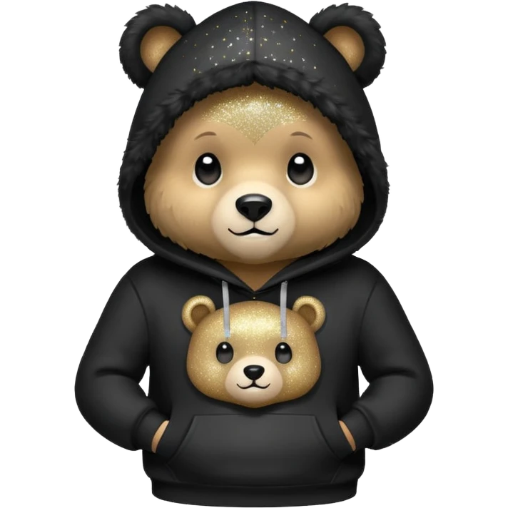 bear with a black hoodie with glitter  emoji