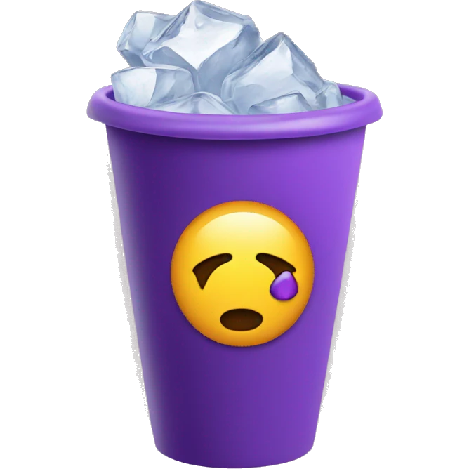 Cup with purple lean in it and ice emoji