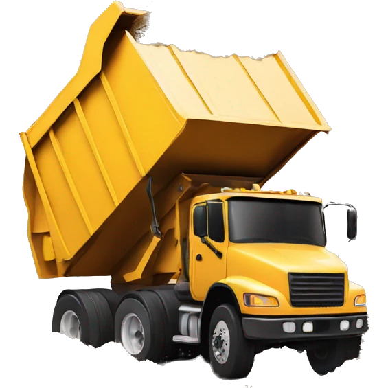 dump truck, dumping out pictures all over the ground emoji