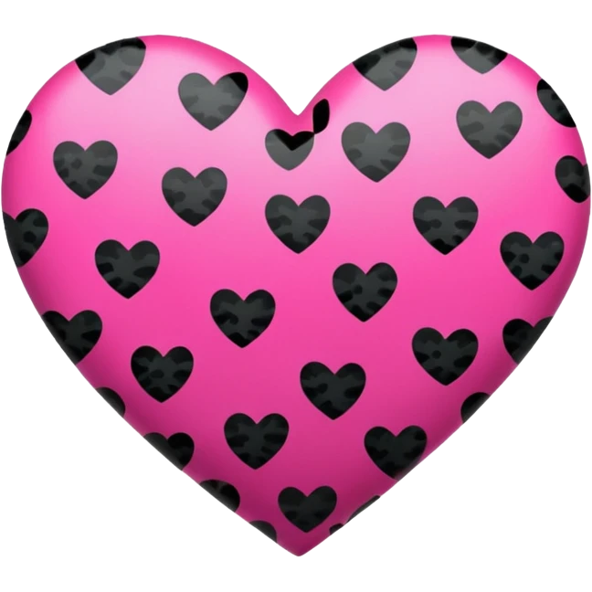 Hot pink heart with black leopard print emoji