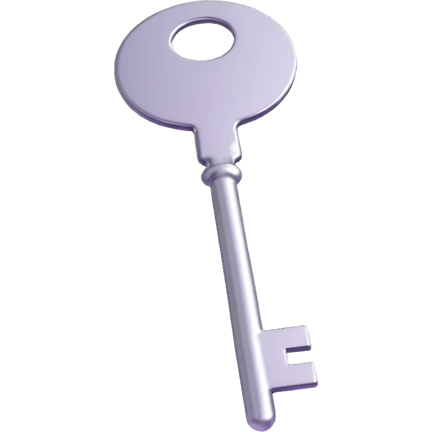 shiny metallic key with reflective surface emoji