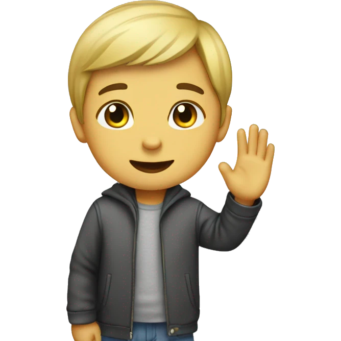 boy giving good bye emoji