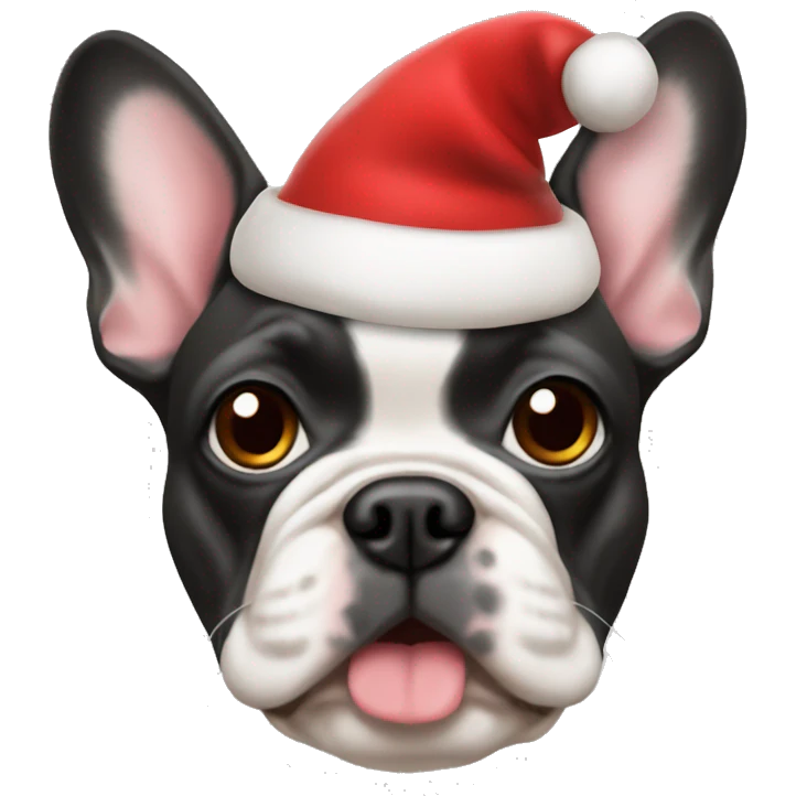 Frenchie with Santa hat emoji