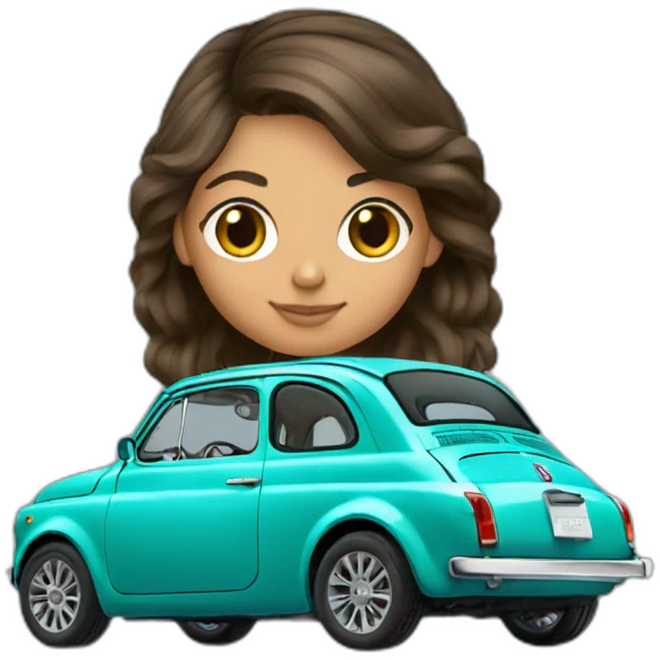 Girl-hair-brunette-over-car-fiat-500-turquesa emoji