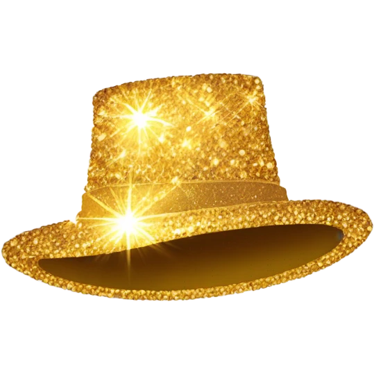 Golden sparkle hat emoji