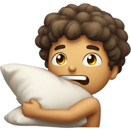 Yelling while holding a pillow emoji