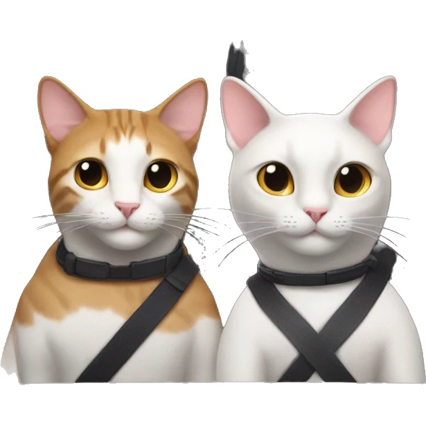 two cats sit behind the front seats in a Tesla emoji