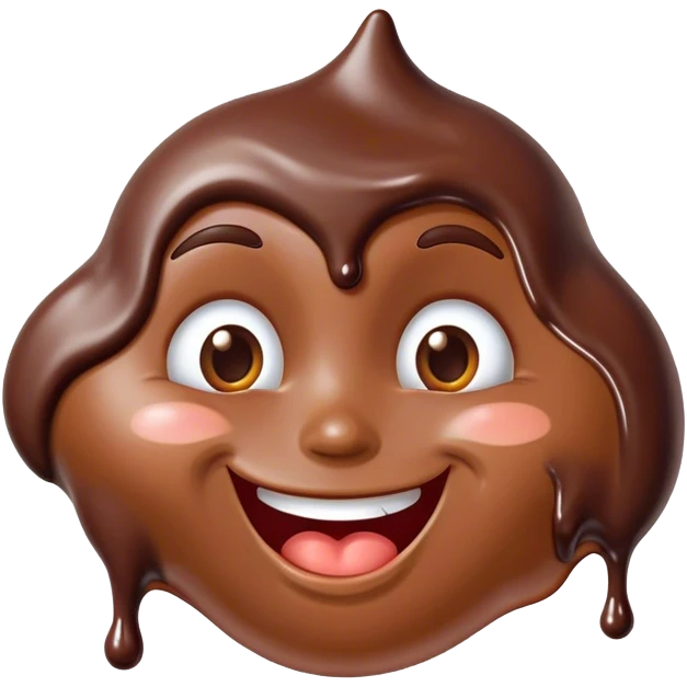 a melting chocolate face with a cheeky grin emoji