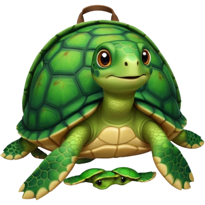a cute little turtle with a backpack emoji