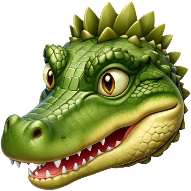 Cinematic Realistic Noble Crocodile Portrait Emoji, Poised and formidable, with a massive, muscular build and a rugged, intricately textured scaly hide in deep olive-green with natural camouflaged patterns, a powerful, fearsome jaw and piercing, ancient eyes rendered in lifelike detail, high shine, intelligent and imposing, styled with an air of primal authority, focused and attentive, soft glowing outline, capturing the essence of a watchful and confident crocodile that appears ready to surge out of the screen with effortless power! emoji