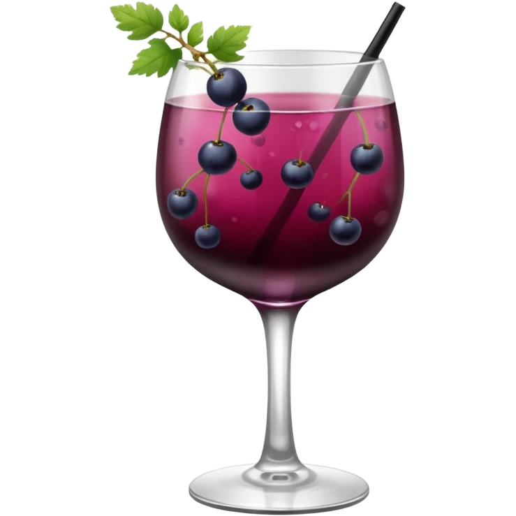 Fancy Wine glass cocktail with black currant berries  emoji