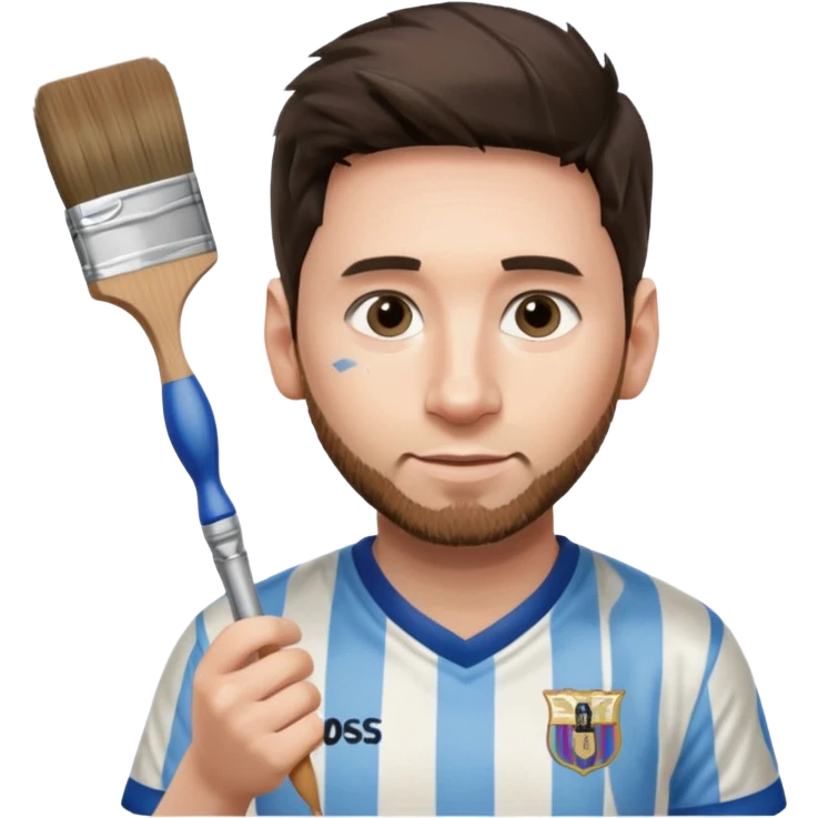 create an emoji of Lionel Messi in an Argentina shirt holding a paintbrush emoji